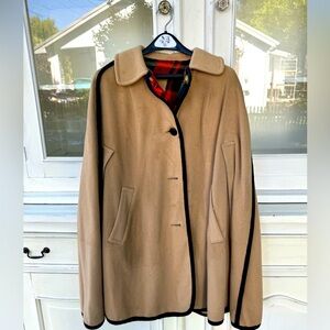 Wool Poncho with Plaid Interior